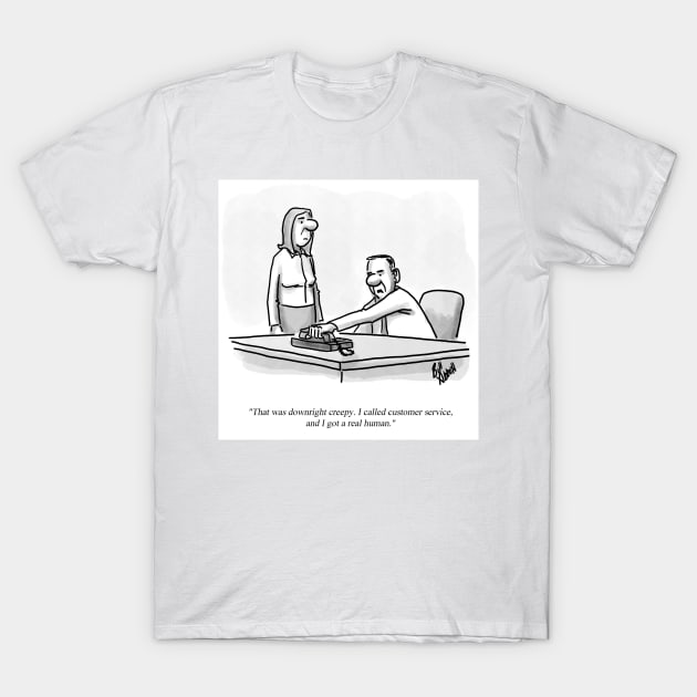 Classic Telephone Customer Service Cartoon T-Shirt by abbottcartoons